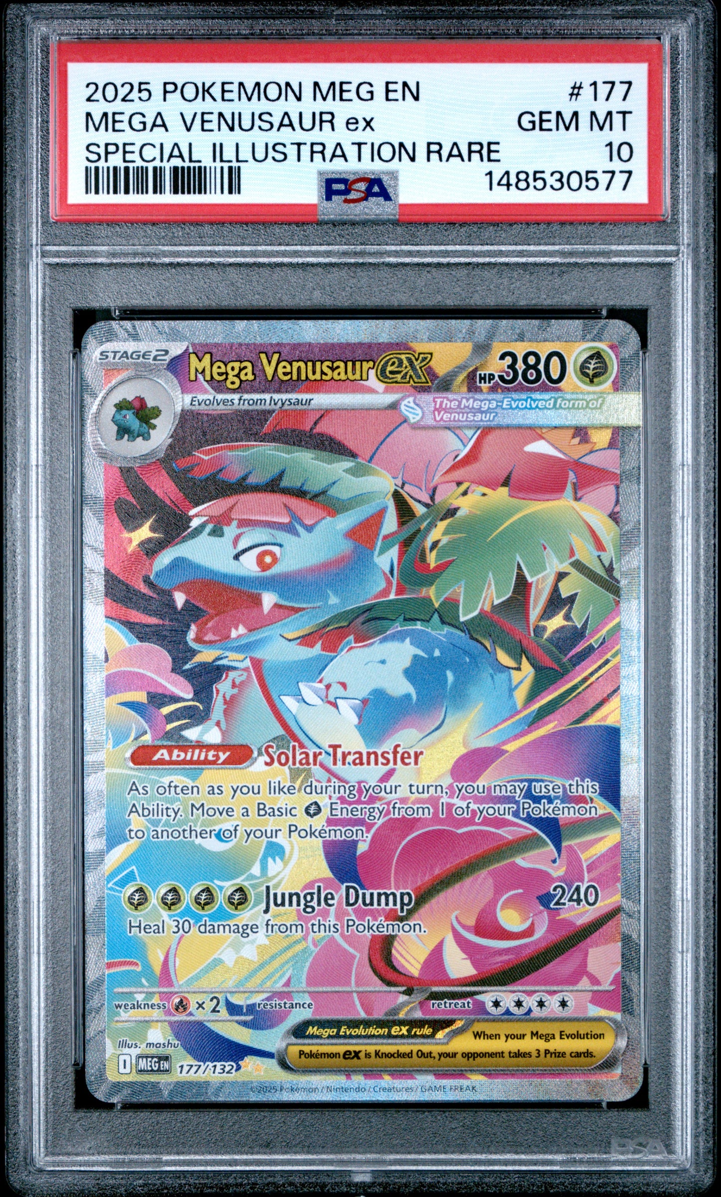2025 Pokemon Meg En-Mega Evolution #177 Mega Venusaur Ex SIR PSA 10
