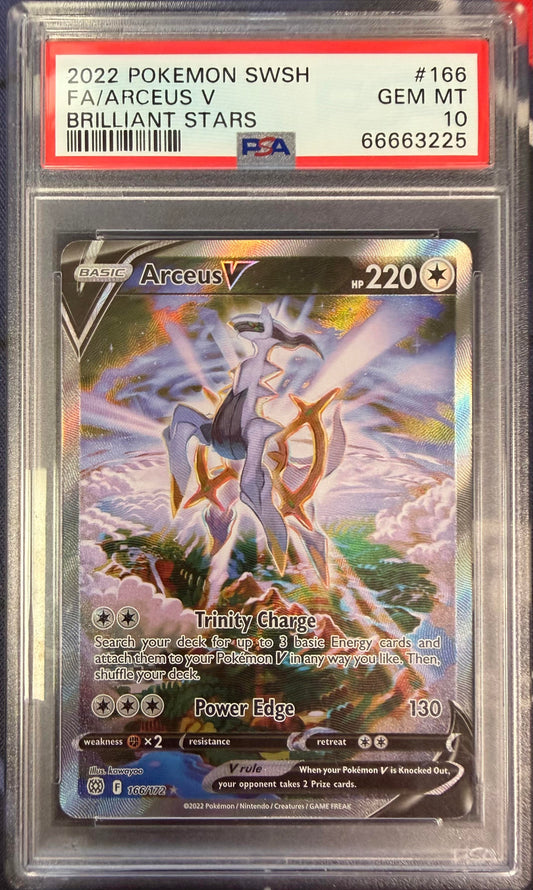 2022 Pokemon Sword & Shield Brilliant Stars #166 Fa/Arceus V PSA 10