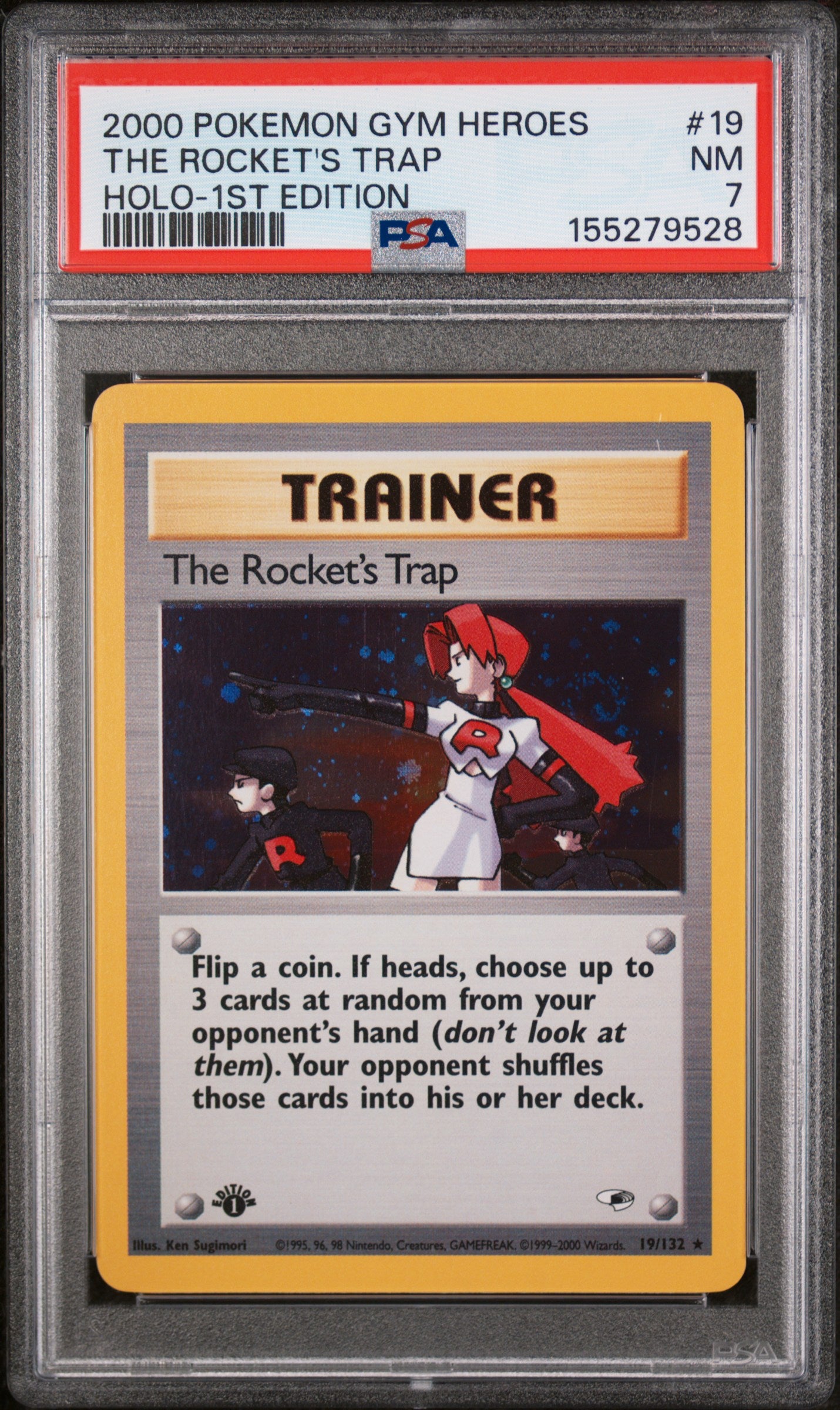 2000 Pokemon Gym Heroes #19 The Rocket'S Trap Holo-1st Edition PSA 7