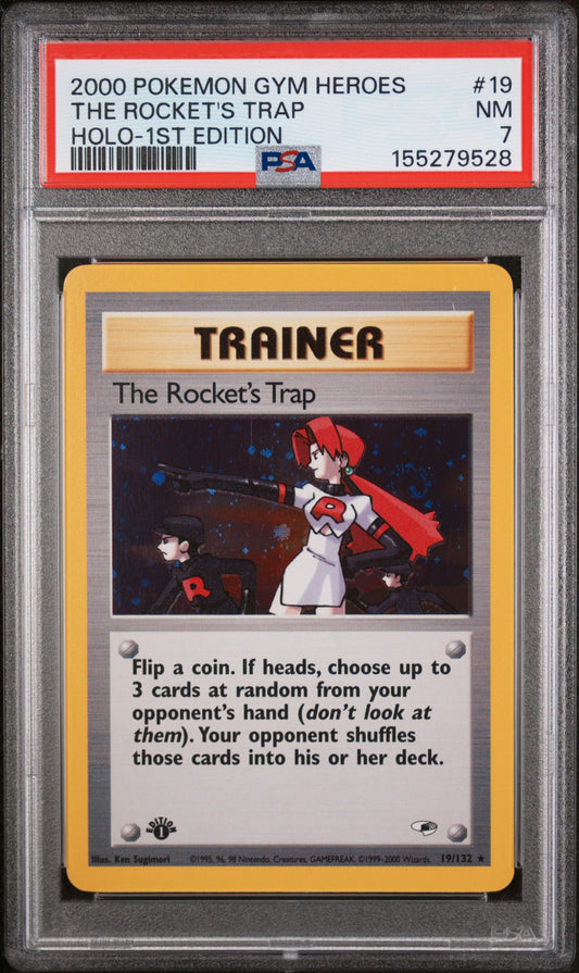 2000 Pokemon Gym Heroes #19 The Rocket'S Trap Holo-1st Edition PSA 7
