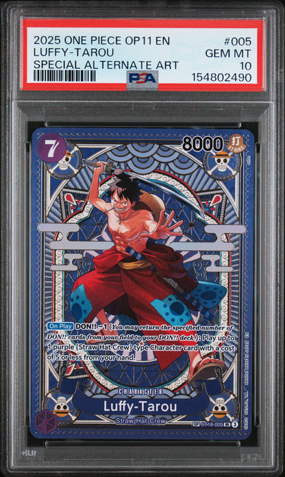 2025 One Piece Op11-A Fist Of Divine Speed #005 Luffy-Tarou SA PSA 10