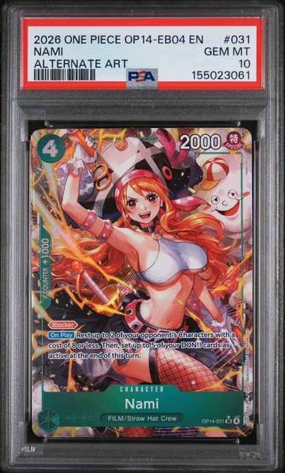 2026 One Piece Op14-Eb04-The Azure Sea'S Seven #031 Nami Alternate Art PSA 10