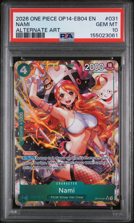 2026 One Piece Op14-Eb04-The Azure Sea'S Seven #031 Nami Alternate Art PSA 10