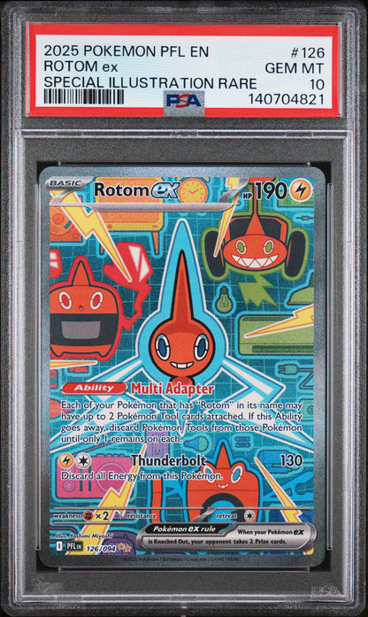 2025 Pokemon Pfl En-Phantasmal Flames #126 Rotom Ex SIR PSA 10