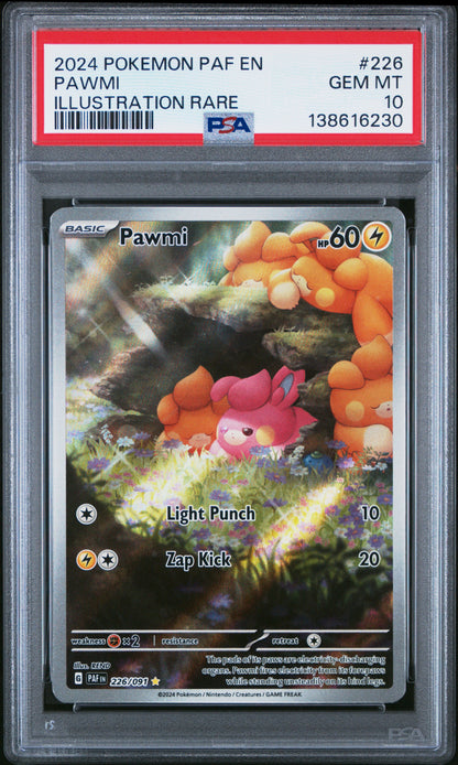 2024 Pokemon Paf En-Paldean Fates #226 Pawmi Illustration Rare PSA 10