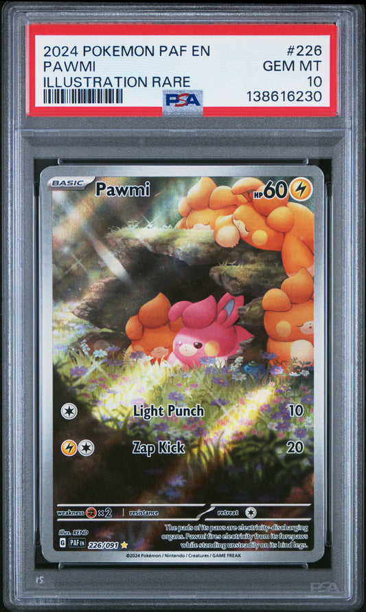 2024 Pokemon Paf En-Paldean Fates #226 Pawmi Illustration Rare PSA 10