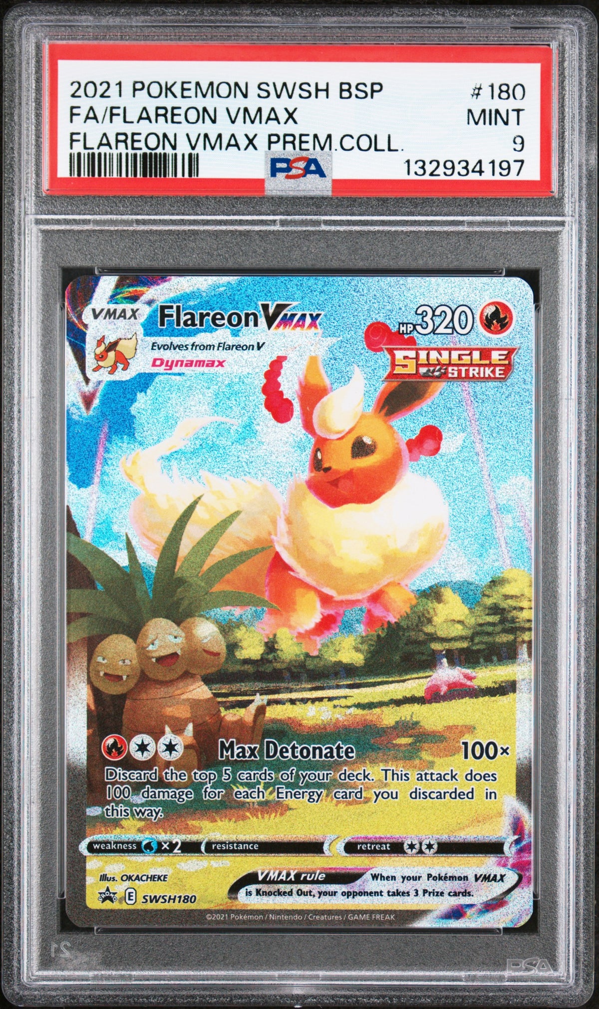 2021 Pokemon Swsh Black Star Promo #180 Fa/Flareon Vmax PSA 9