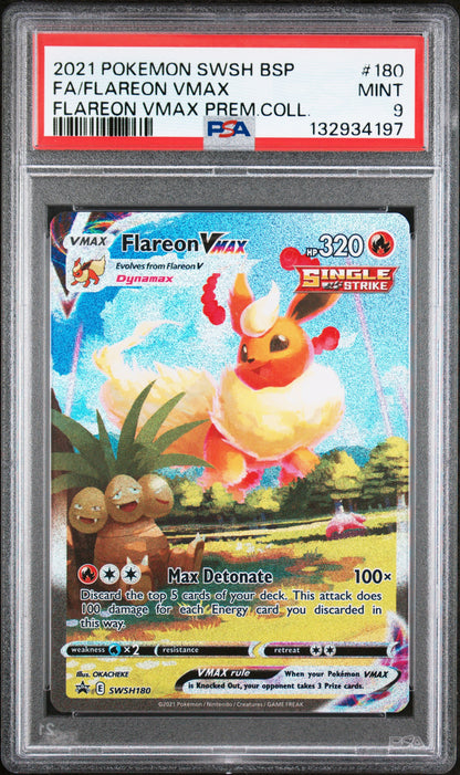 2021 Pokemon Swsh Black Star Promo #180 Fa/Flareon Vmax PSA 9